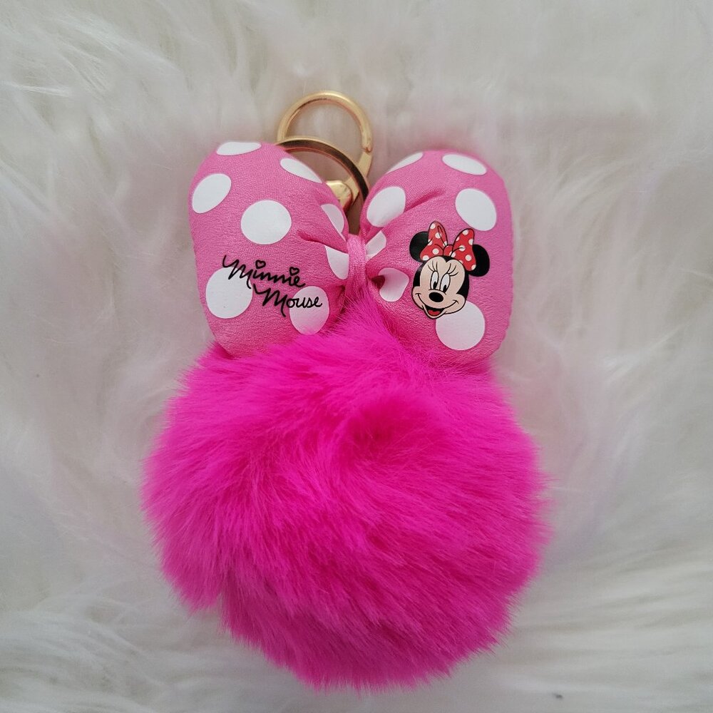 Minnie Mouse Bow Puff Keychain